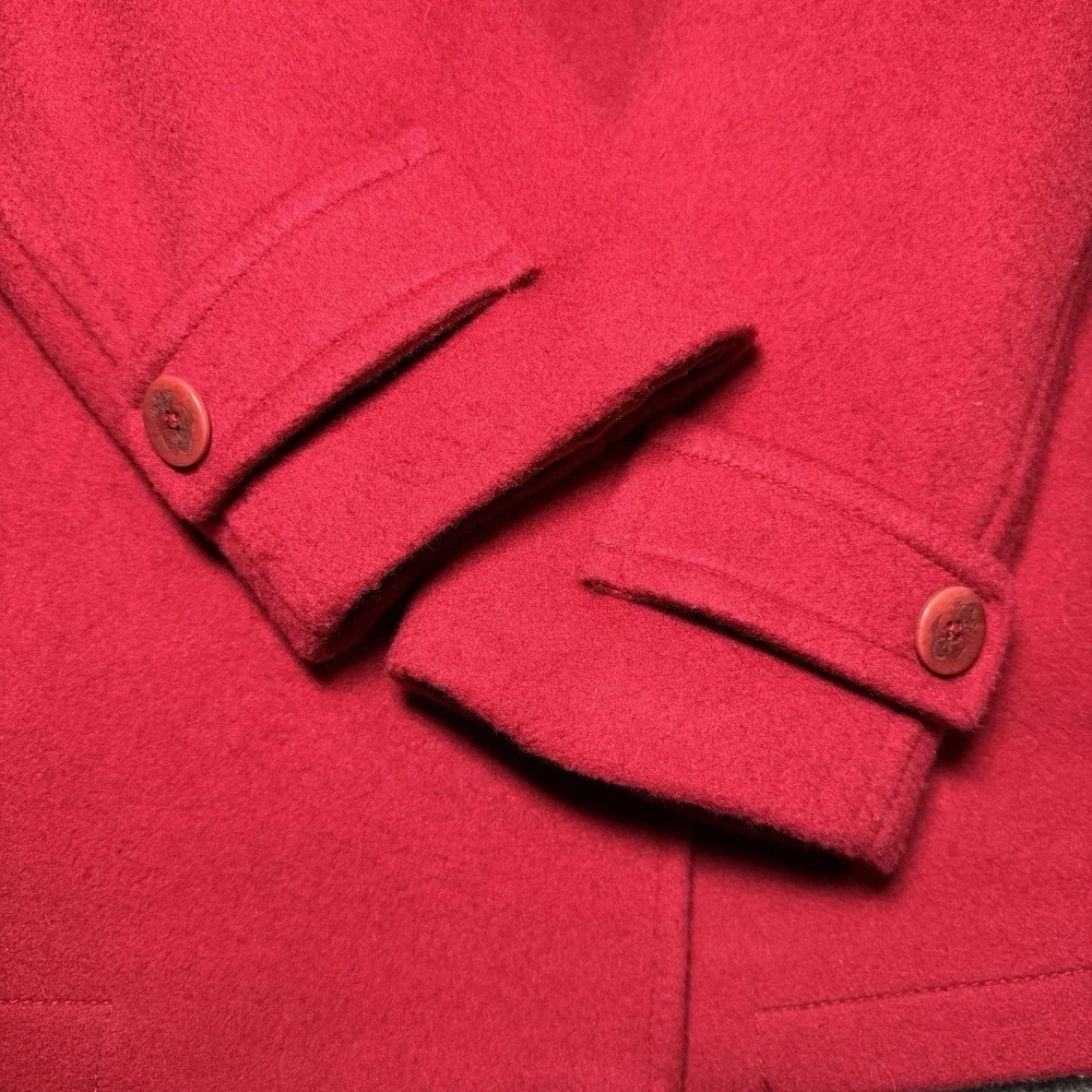 L.L. Bean Lambswool Pea Coat Jacket Women Sz 6 Double Breasted Anchor Thinsulate